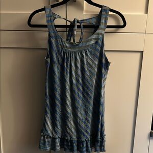 Striped Blue and Gray Sleeveless Top